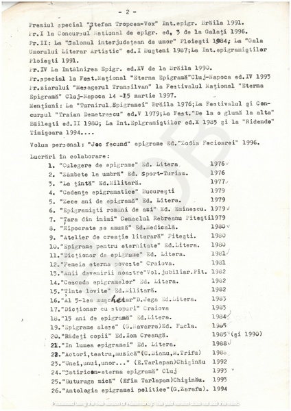 M-1310-2 - Fisa de scriitor PETRESCU M. NICOLAE